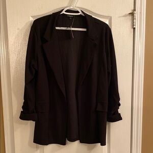 Large Classy Black Open Front Blazer